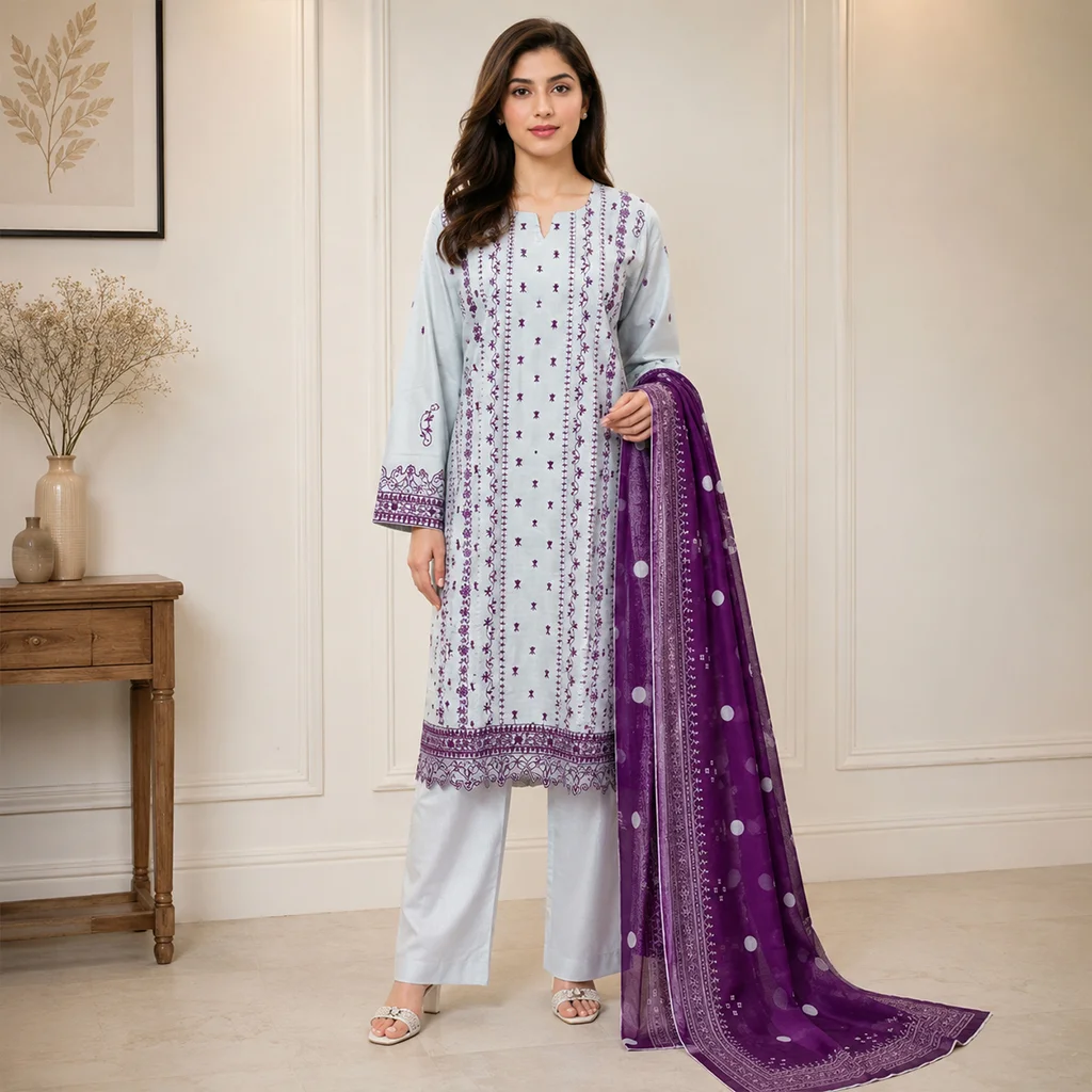 Light Purple Premium Wholesale Lawn Suit