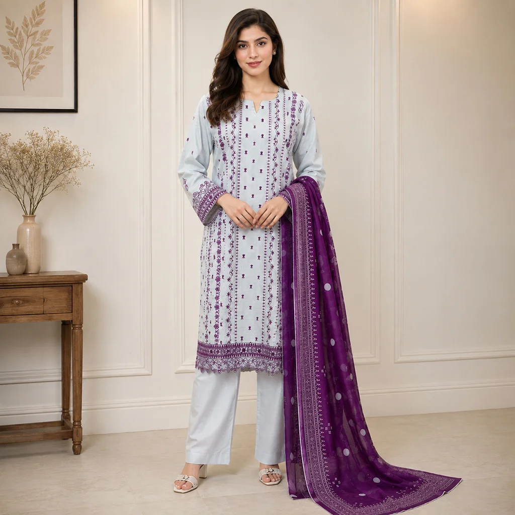Light Purple Premium Wholesale Lawn Suit