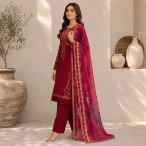 Magenta Embroidered lawn suits wholesale
