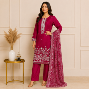 Maroon Wholesale Pakistani Lawn Suit