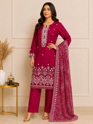 Maroon Wholesale Pakistani Lawn Suit