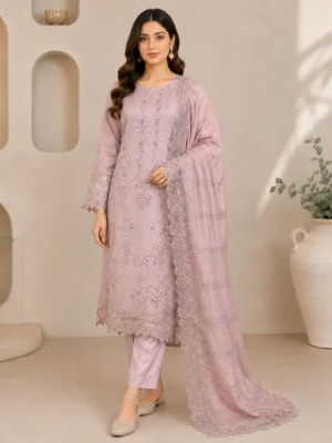 Mauve Premium wholesale lawn suit