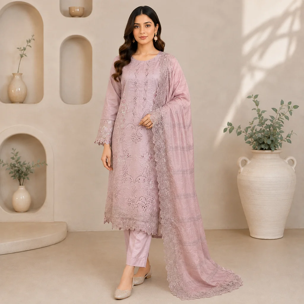 Mauve Premium wholesale lawn suit