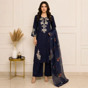 Navy Blue Premium Lawn Suit Wholesale