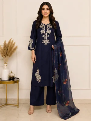 Navy Blue Premium Lawn Suit Wholesale