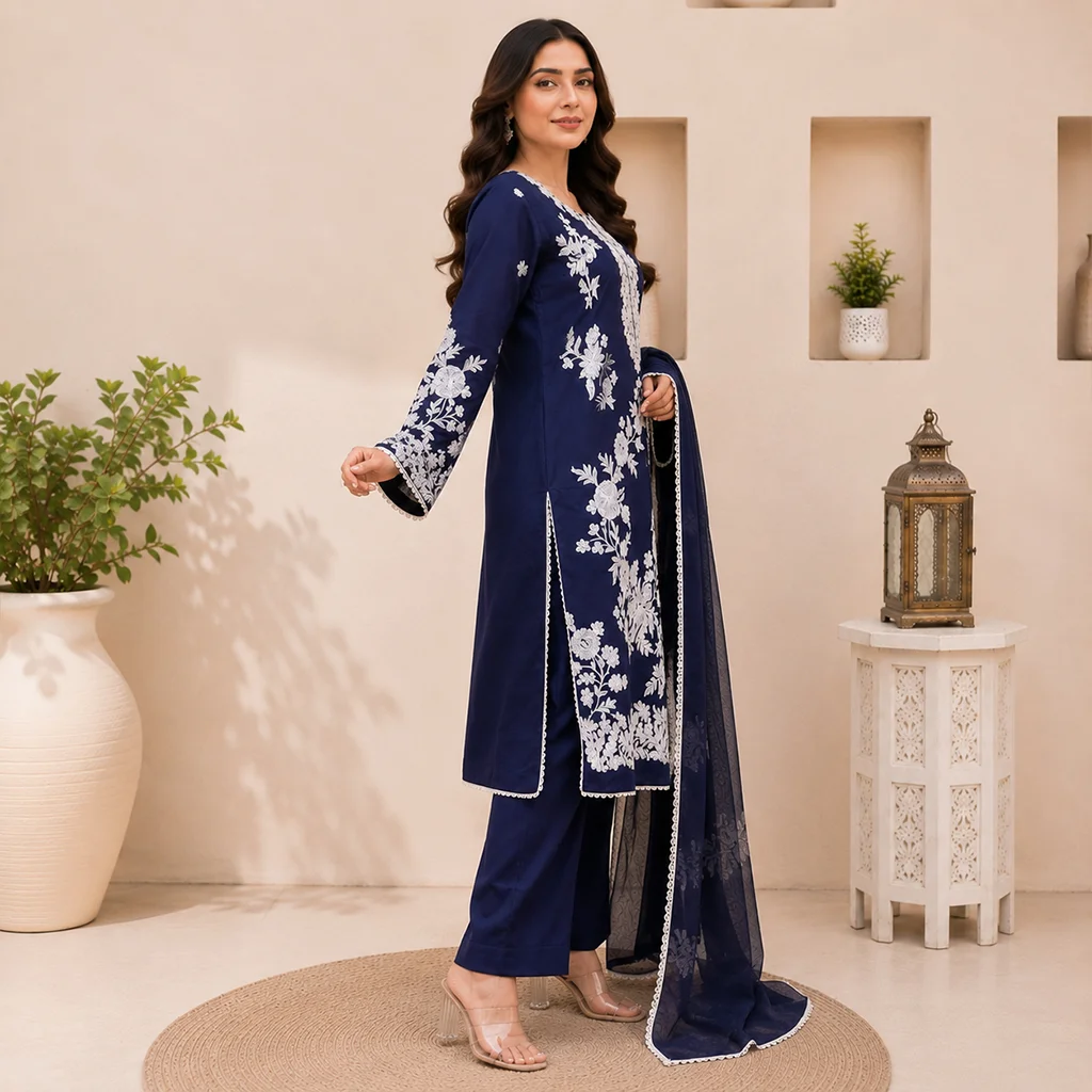 Navy Premium Blue wholesale pakistani lawn suit