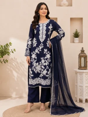 Navy Premium Blue wholesale pakistani lawn suit