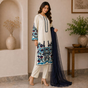 Off-White Embroidered Wholesale Lawn Suit