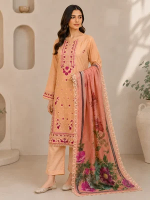 Peach Peach Premium Wholesale Pakistani Lawn Suit wholesale pakistani lawn suit