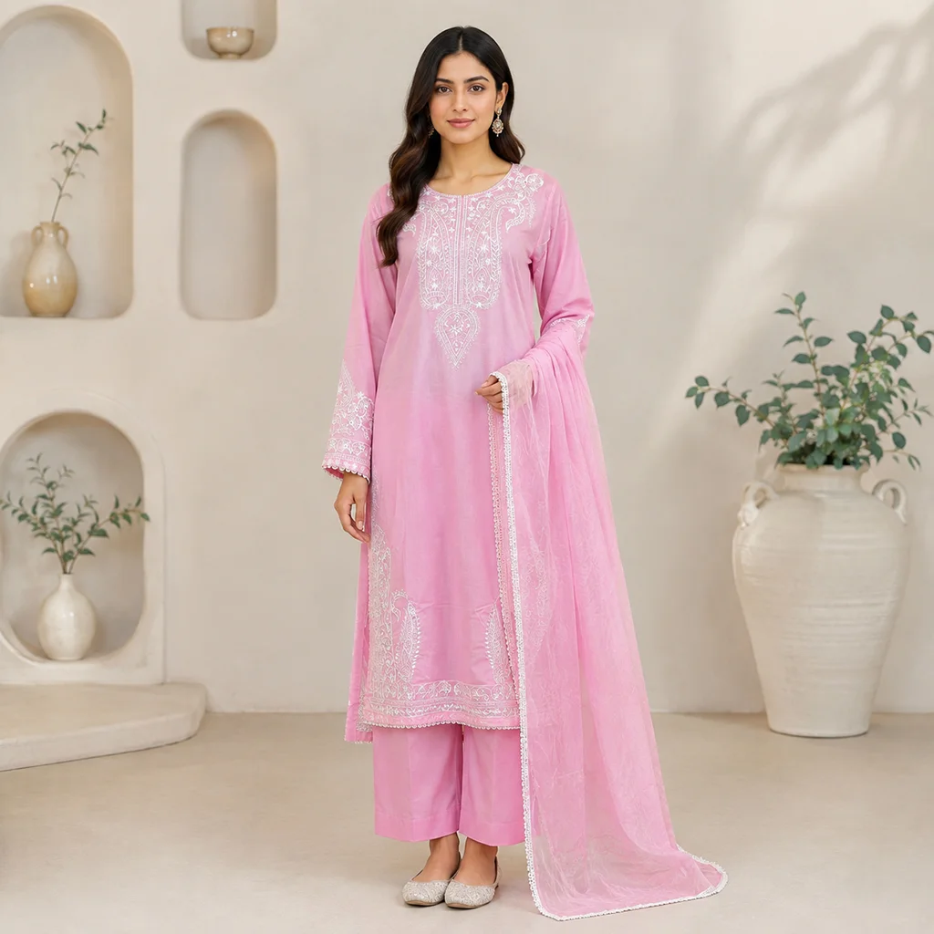 Pink Pakistani Lawn Suit Wholesale