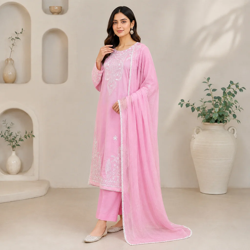 Pink Pakistani Lawn Suit Wholesale