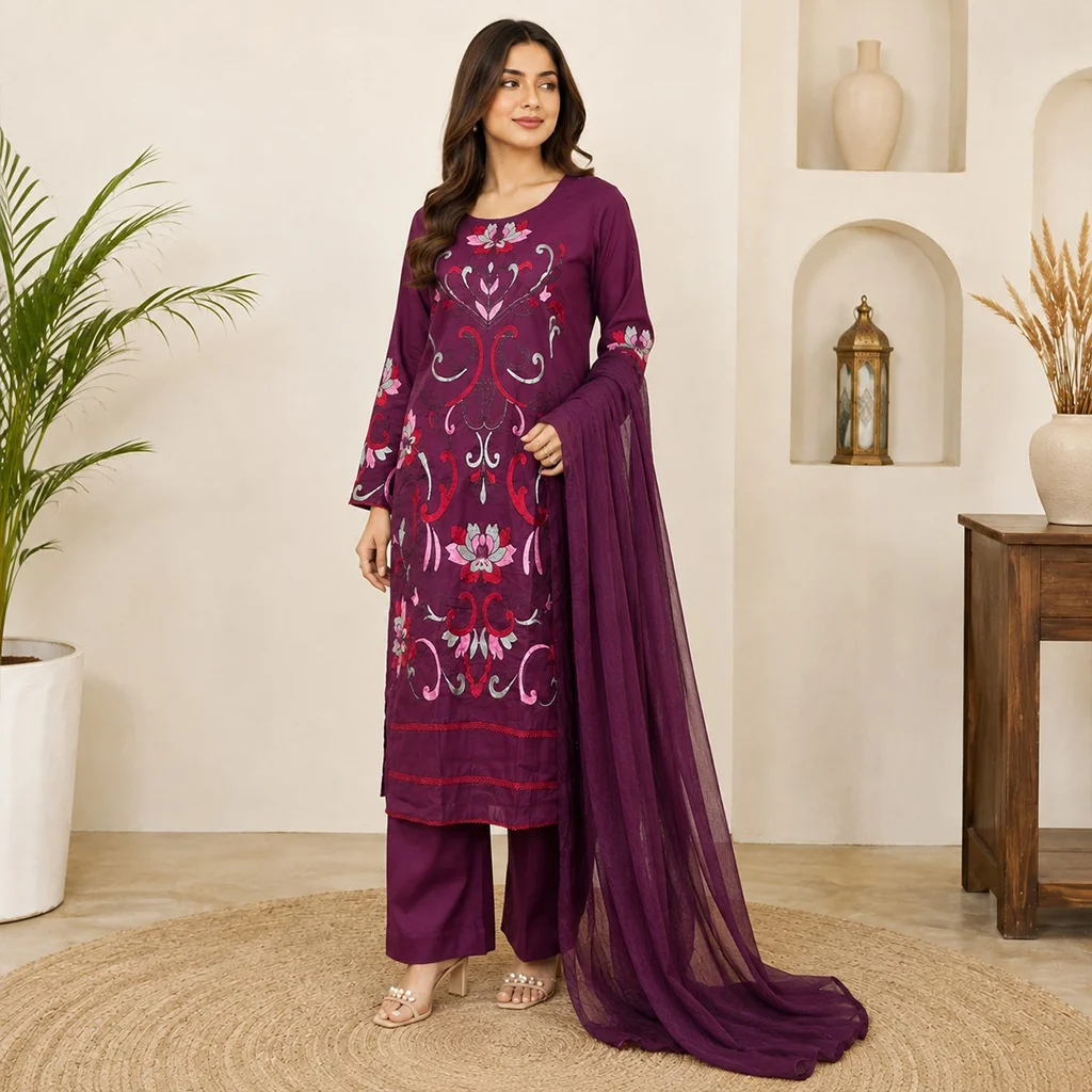 Plum Premium wholesale Lawn Suit