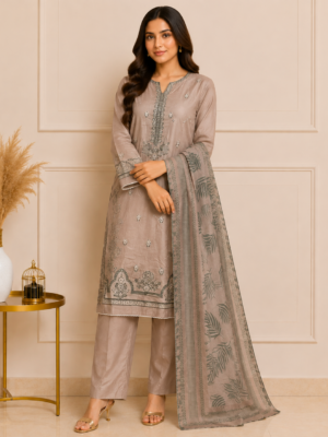 Slate Grey Wholesale Pakistani Lawn Suit