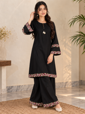 Black Dhanak Suit Wholesale