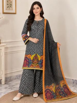 Black & White Wholesale Pakistani Silk Suit