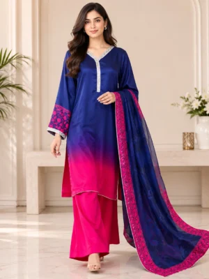 Blue And Pink Pakistani Silk Suit Wholesale