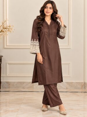 Brown Pakistani Wholesale Dhanak Suit
