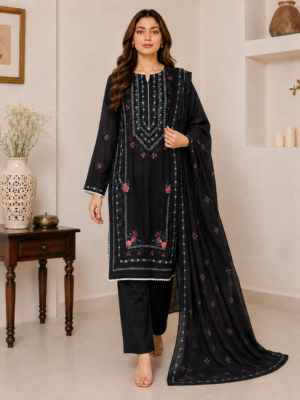 Jet Black Wholesale Pakistani Dhanak Suit