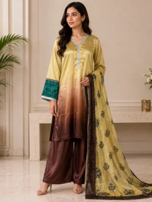 Golden Brown Pakistani Silk Suit Wholesale