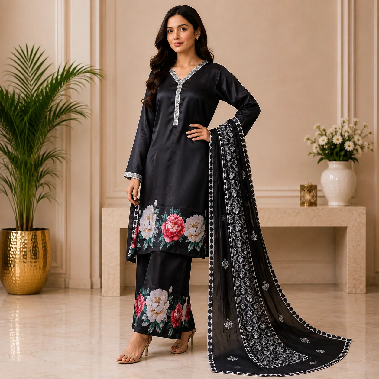 Jet Black PJet Black Wholesale Pakistani Silk Suit