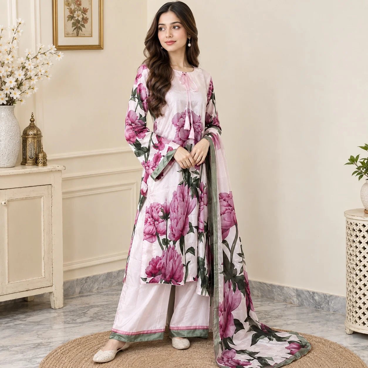 Light Pink Silk Wholesale Pakistani Silk Suit