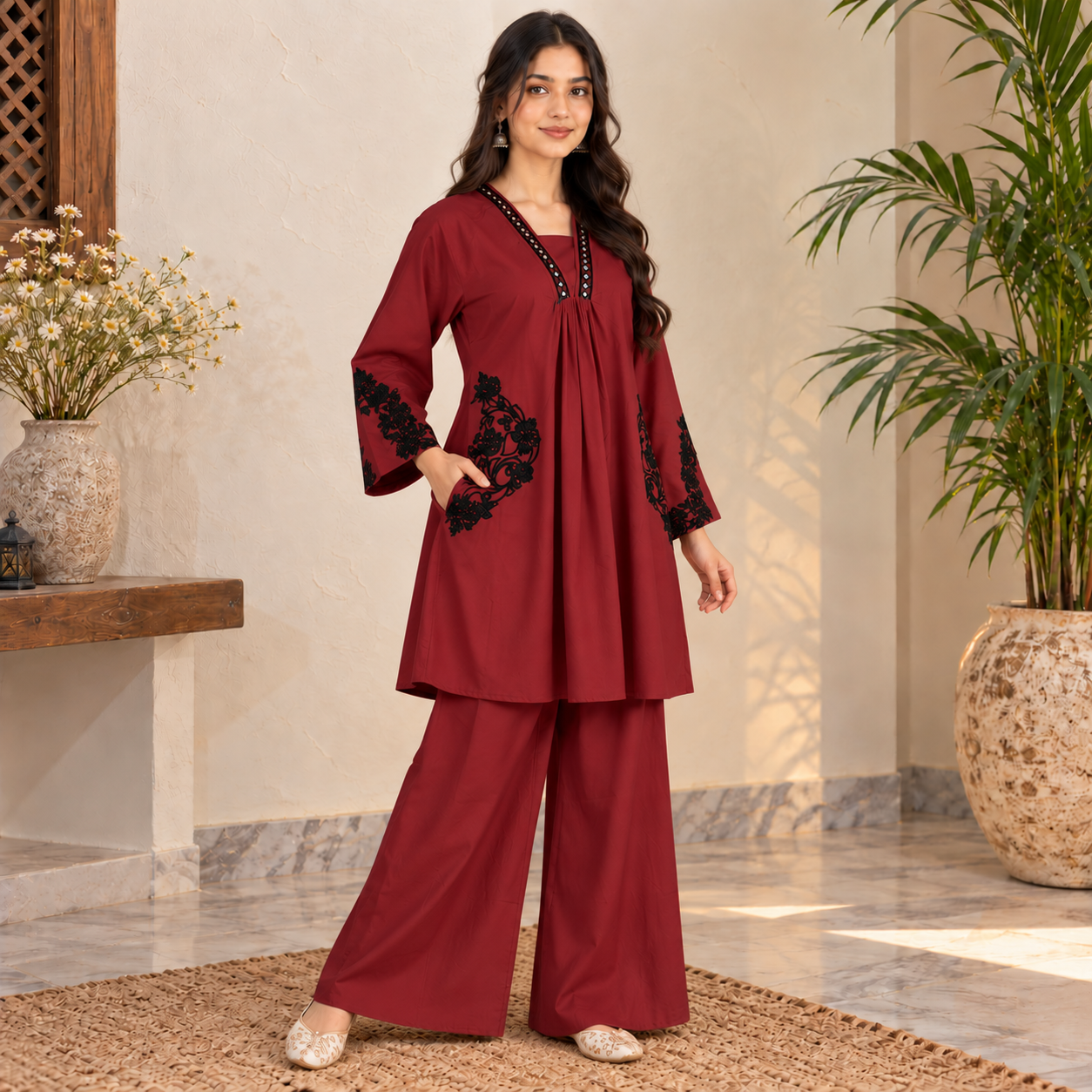 Maroon Wholesale Dhanak Suit