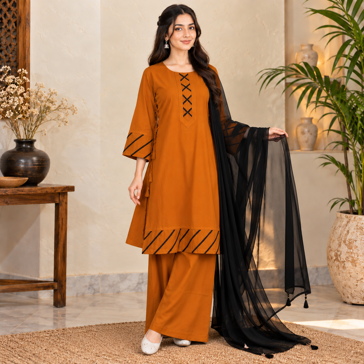 Mustard 3 Piece Wholesale Dhanak Suit