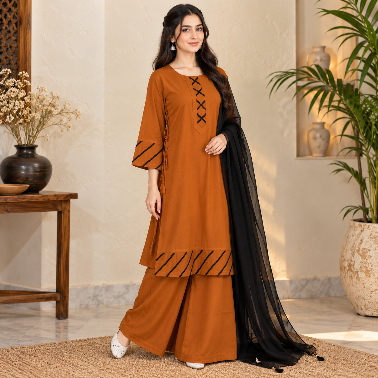 Mustard 3 Piece Wholesale Dhanak Suit