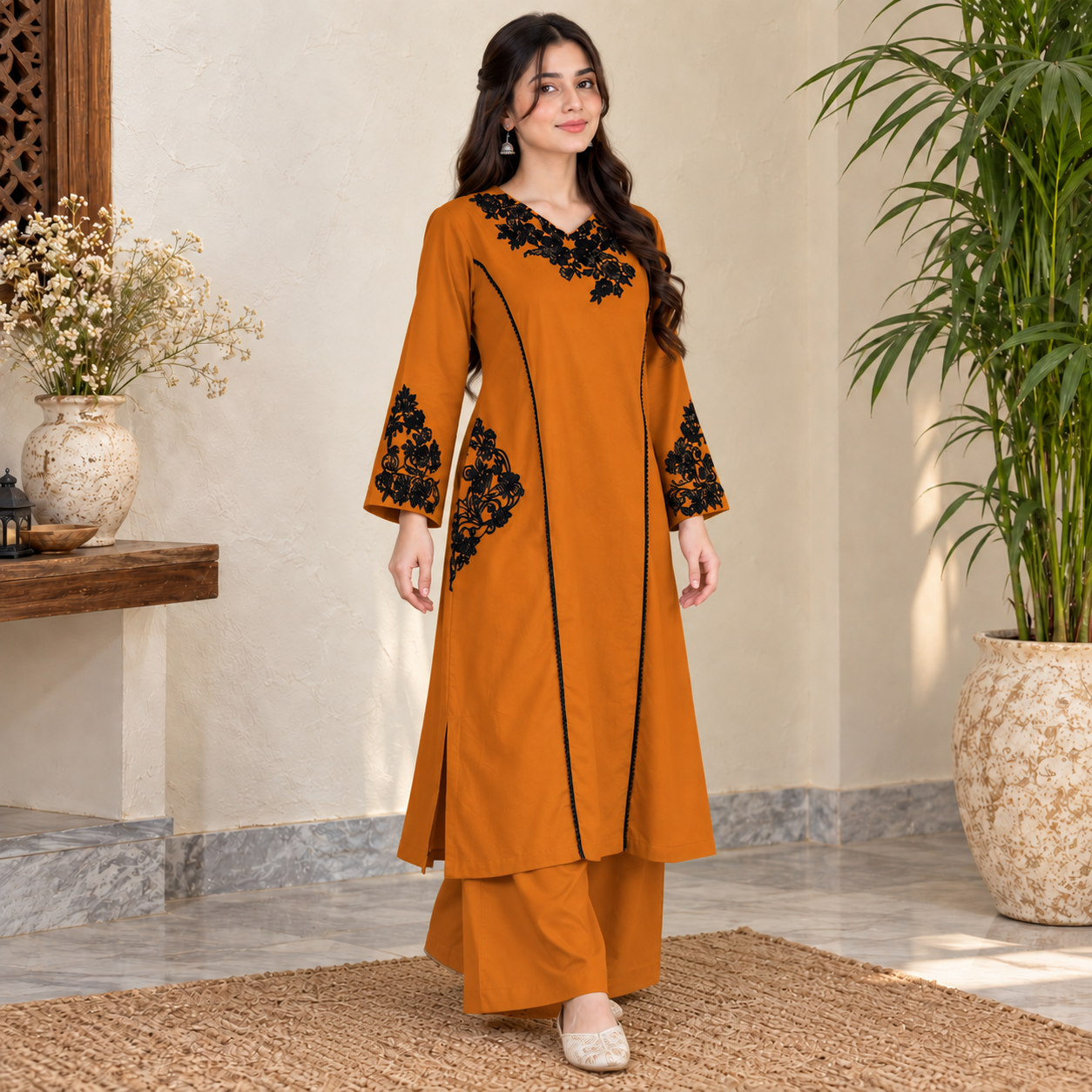 Mustard Dhanak Suit Wholesale