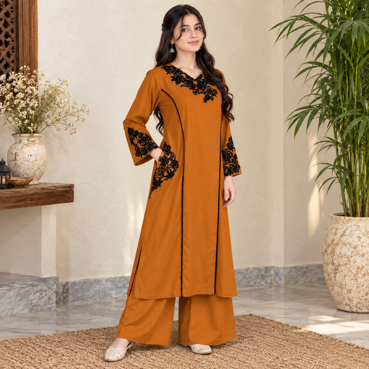 Mustard Dhanak Suit Wholesale