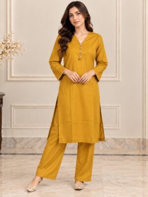 Mustard Yellow Wholesale Dhanak Suit