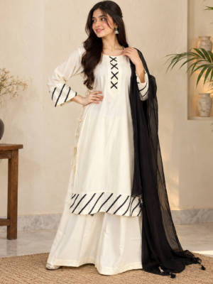 Off-White Pakistani Wholesale Dhanak Suit