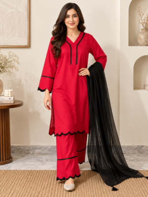 Red Wholesale Pakistani Dhanak Suit