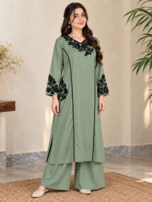 Saga Green Dhanak Suit Wholesale