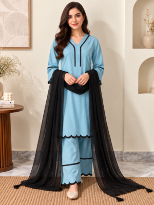 Sky Blue Pakistani Dhanak Suit Wholesale