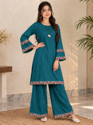 Teal Dhanak Suit Wholesale