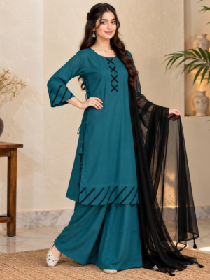 Teal Pakistani Wholesale Dhanak Suit