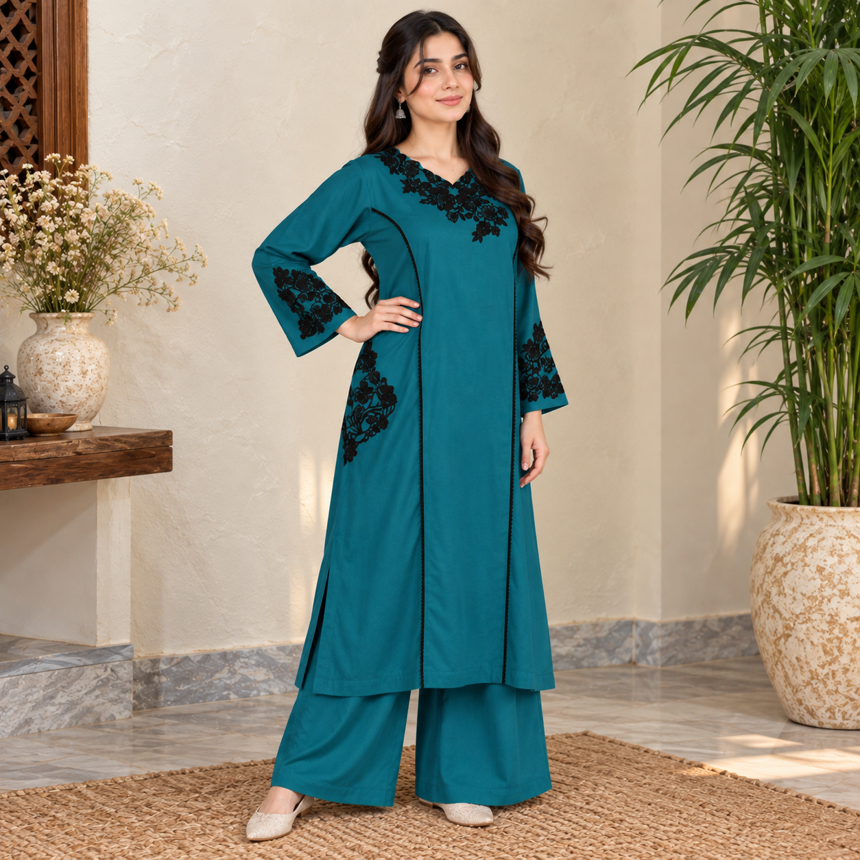Teal Wholesale Pakistani Dhanak Suit