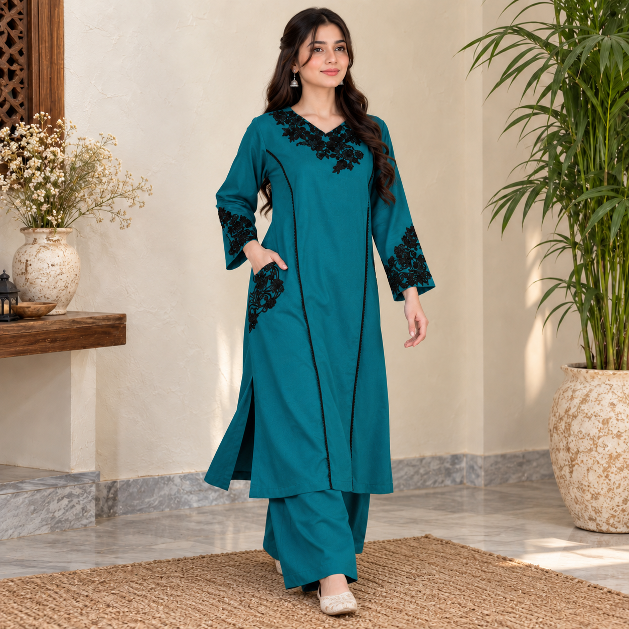 Teal Wholesale Pakistani Dhanak Suit