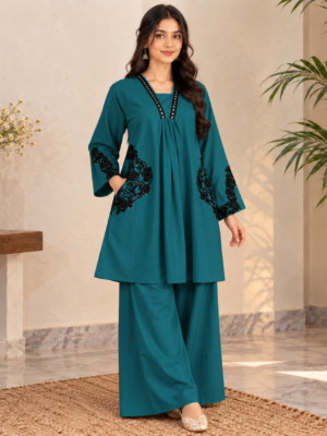 Teal wholesale pakistani dhanak suit