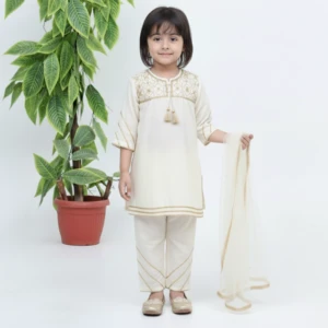 Elegant off-white Girls Party Wear Wholesale Dress