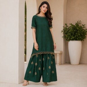 Emerald Green Silk Pakistani Clothes Wholesalers Bradford