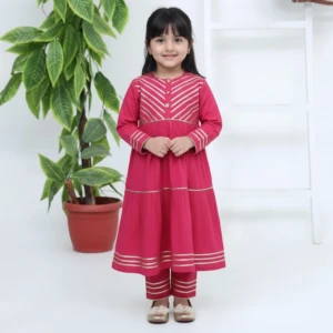 Kids girls Hot Pink Party Wear Wholesale dress