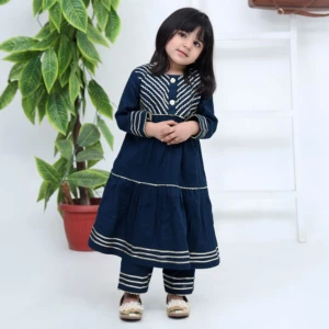 Navy Blue Girls Party Wear Wholesale Suit (2)