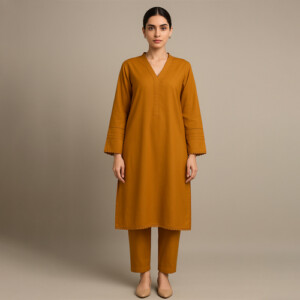 Orange Brown Ready Made Pakistani Clothes UK