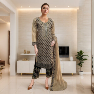 dark grey Pakistani Salwar Kameez wholesale