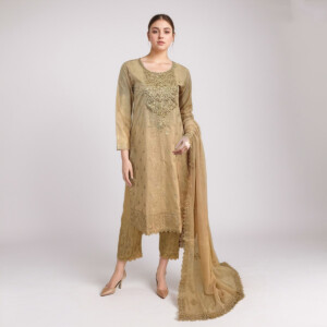 golden formal Pakistani Salwar Kameez wholesale
