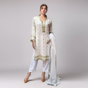 Dull Off-white pakistani wholesale chiffon suits online
