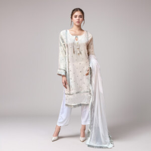 eggshell white Latest Pakistani wholesale Dresses