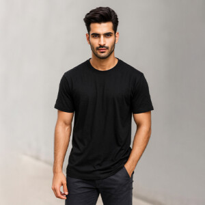 Black Round Neck T-Shirts Wholesale